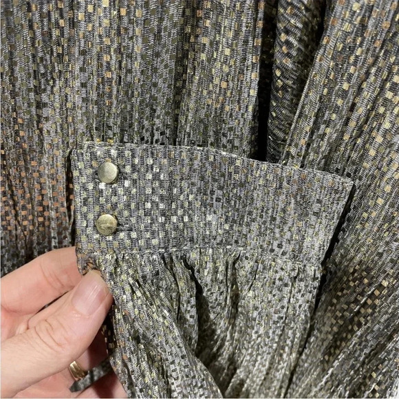 Sabina Musayev Anthropologie Gold Metallic Shimmer Shirt Party Dress Size Medium - Picture 8 of 11